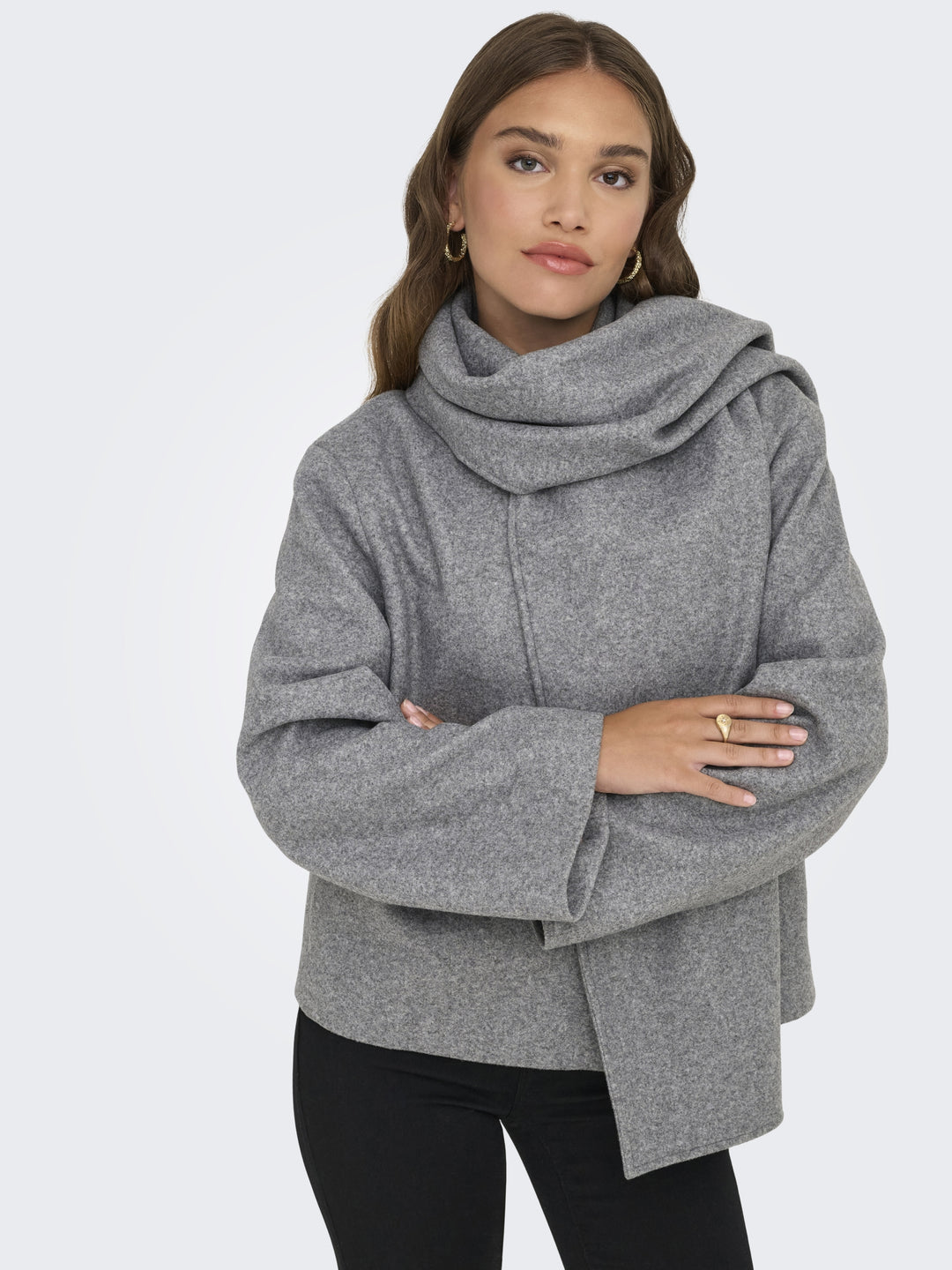 ONLELBA LIFE SCARF JACKET CC OTW, Medium Grey Melange/w.Rose Lining 179075001 Bild 5