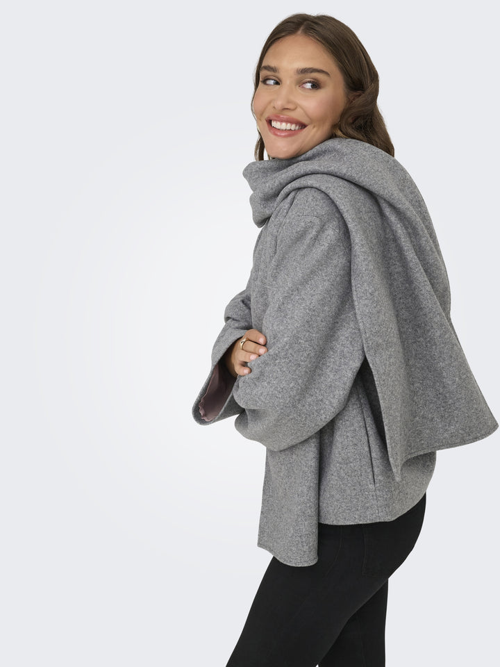 ONLELBA LIFE SCARF JACKET CC OTW, Medium Grey Melange/w.Rose Lining 179075001 Bild 8