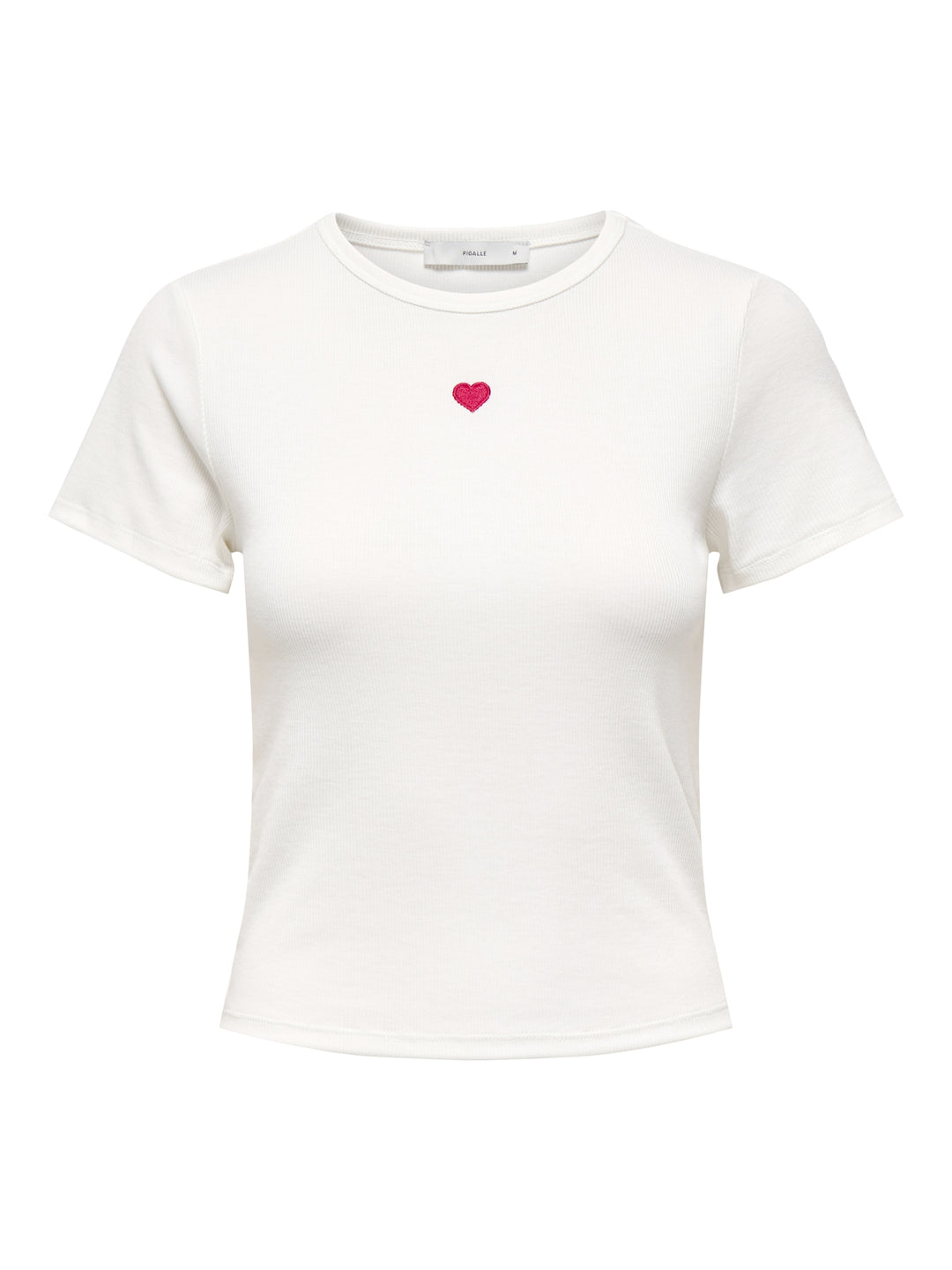 ONLELVA JUNE EMB S/S TEE JRS NOOS, Cloud Dancer/RED HEART 177922001 Bild 1