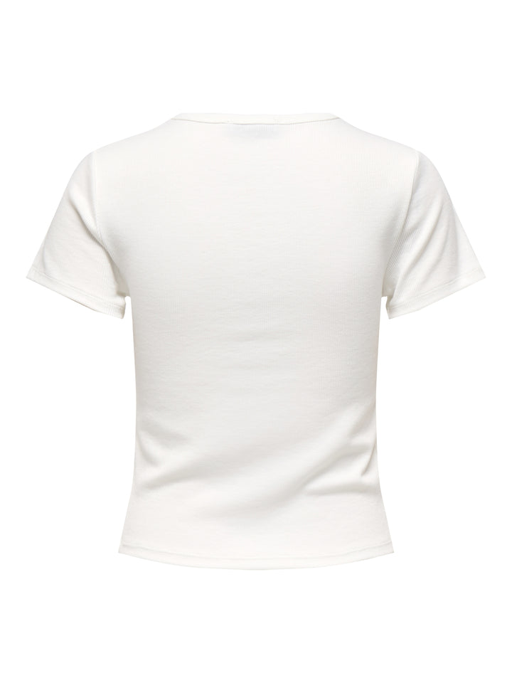 ONLELVA JUNE EMB S/S TEE JRS NOOS, Cloud Dancer/RED HEART 177922001 Bild 2