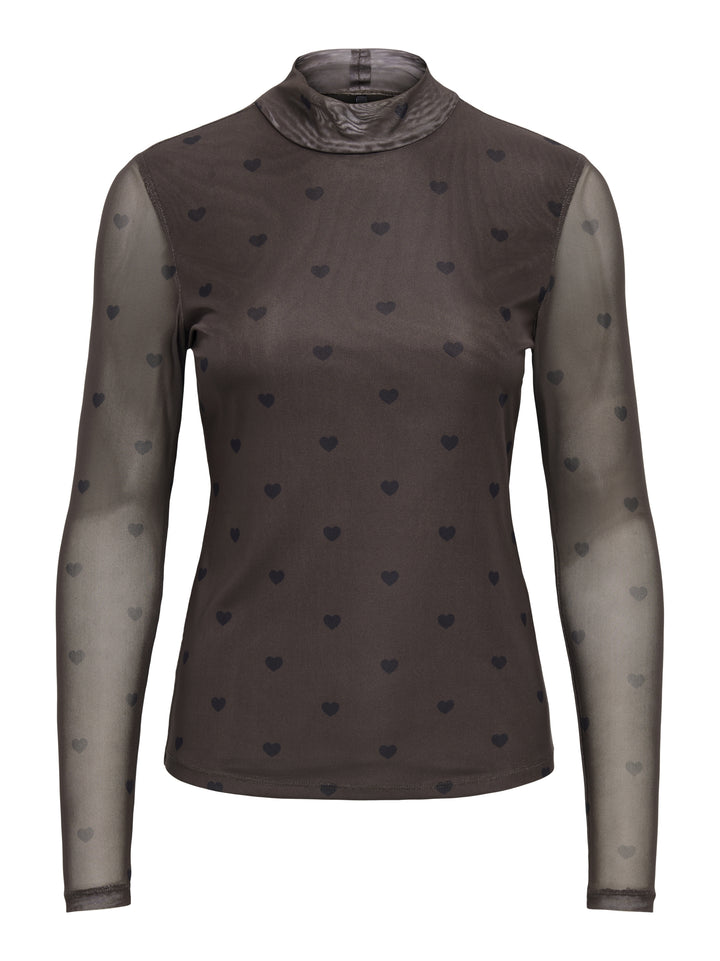 ONLERICA MESH L/S TOP JRS NOOS, Coffee Bean/Black heart 237375015 Bild 1