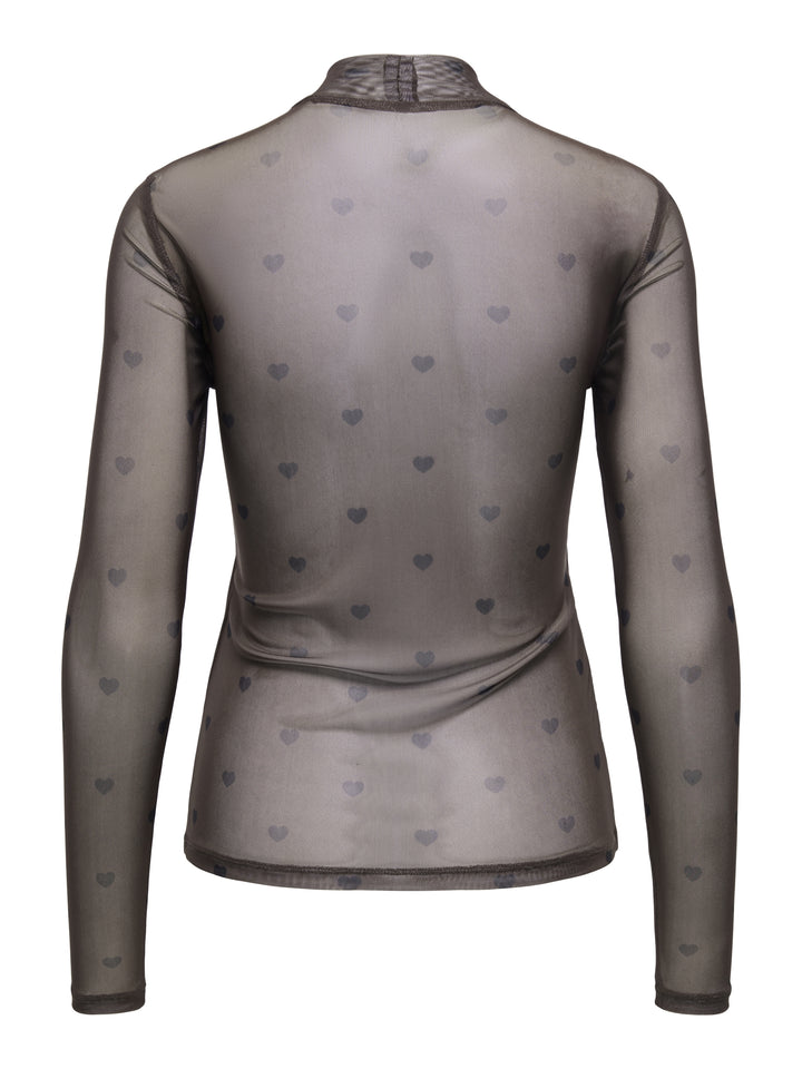 ONLERICA MESH L/S TOP JRS NOOS, Coffee Bean/Black heart 237375015 Bild 2