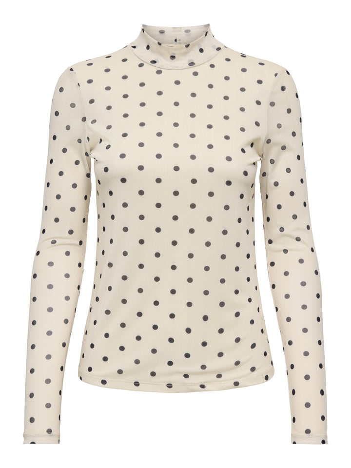 ONLERICA MESH L/S TOP JRS NOOS, Seedpearl/Black dot 250735012 Bild 1