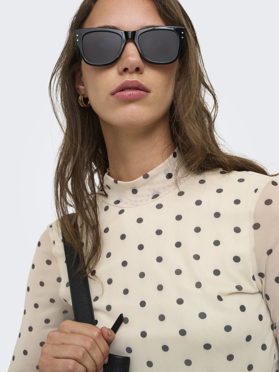 ONLERICA MESH L/S TOP JRS NOOS, Seedpearl/Black dot 250735012 Bild 3