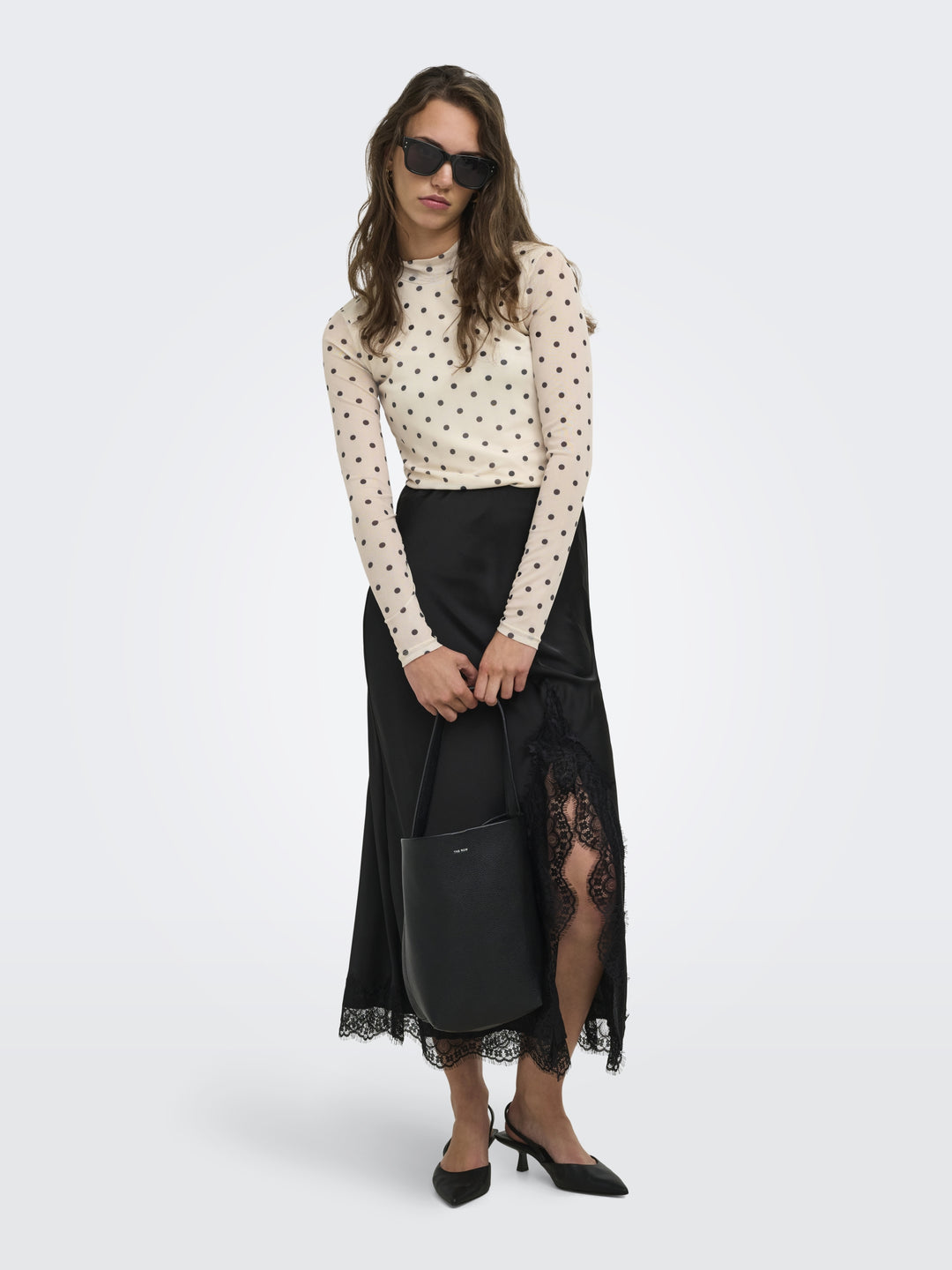 ONLERICA MESH L/S TOP JRS NOOS, Seedpearl/Black dot 250735012 Bild 6