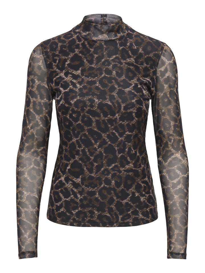 ONLERICA MESH L/S TOP JRS NOOS, Raw Umber/Black leo vibe 253215016 Bild 1