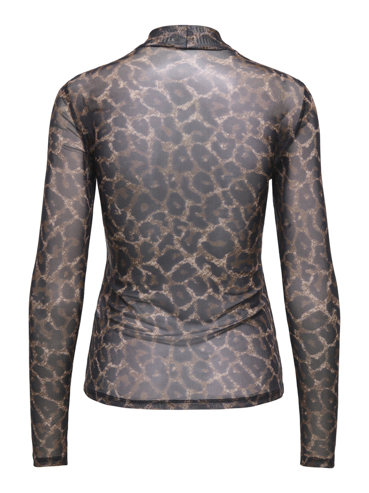 ONLERICA MESH L/S TOP JRS NOOS, Raw Umber/Black leo vibe 253215016 Bild 2