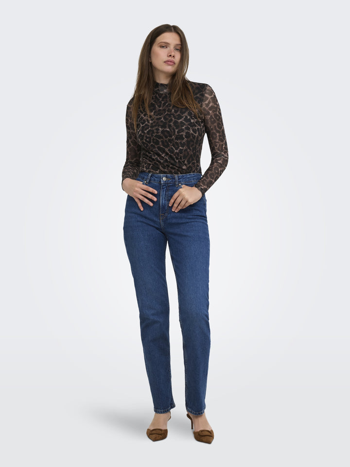 ONLERICA MESH L/S TOP JRS NOOS, Raw Umber/Black leo vibe 253215016 Bild 7