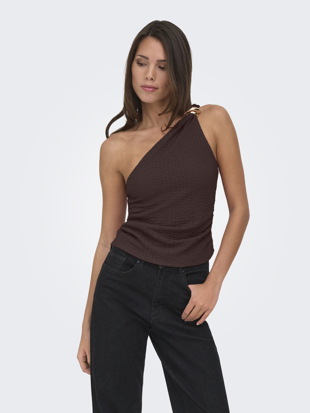 ONLERIKKA ASSYMETRIC CRINKLE TOP PN, Coffee Bean 237375 Bild 3