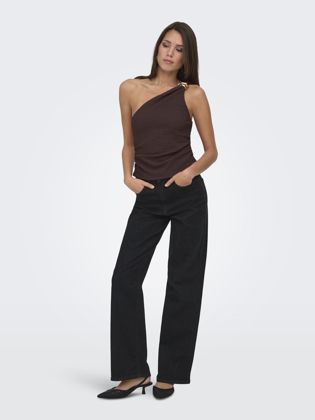 ONLERIKKA ASSYMETRIC CRINKLE TOP PN, Coffee Bean 237375 Bild 5