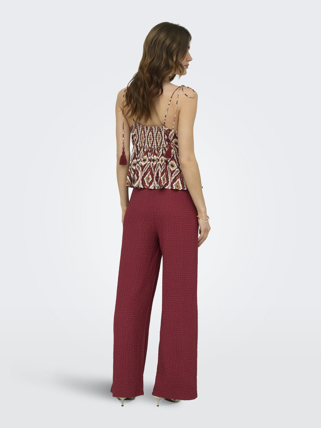 ONLERIKKA HW WIDE CRINKLE PANT PNT, Brick Red 234335 Bild 5