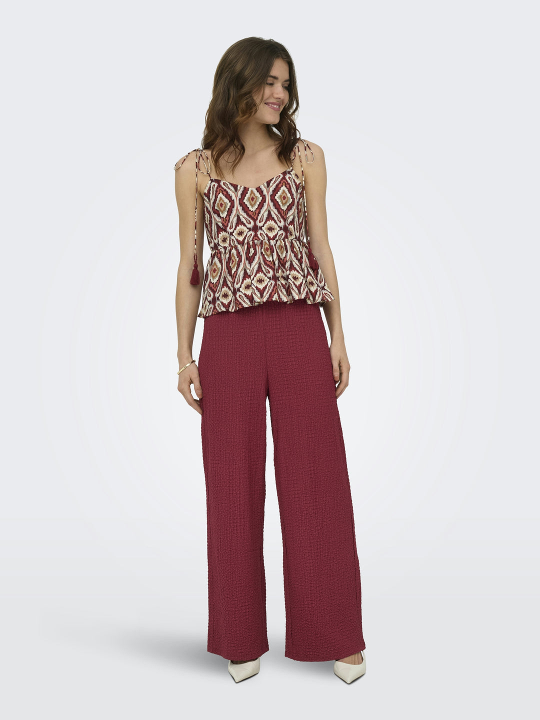 ONLERIKKA HW WIDE CRINKLE PANT PNT, Brick Red 234335 Bild 7