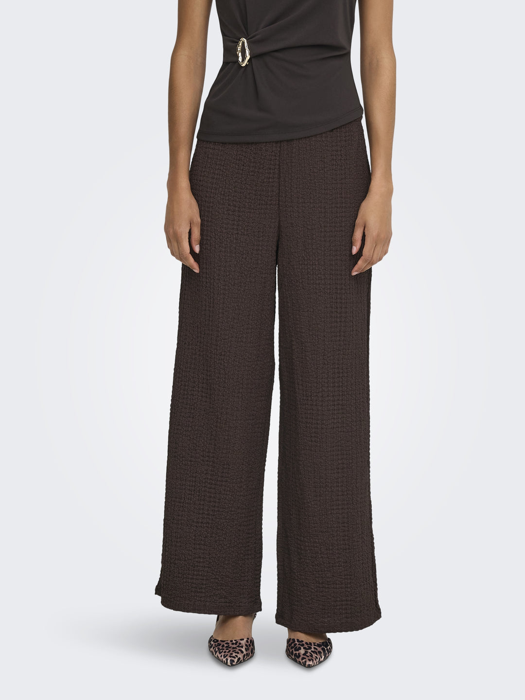 ONLERIKKA HW WIDE CRINKLE PANT PNT, Coffee Bean 237375 Bild 4