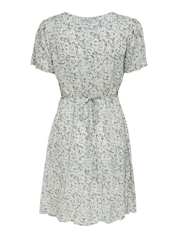 ONLEVIDA S/S SHORT DRESS WVN NOOS, Gray Mist/FLOWER 198769004 Bild 2