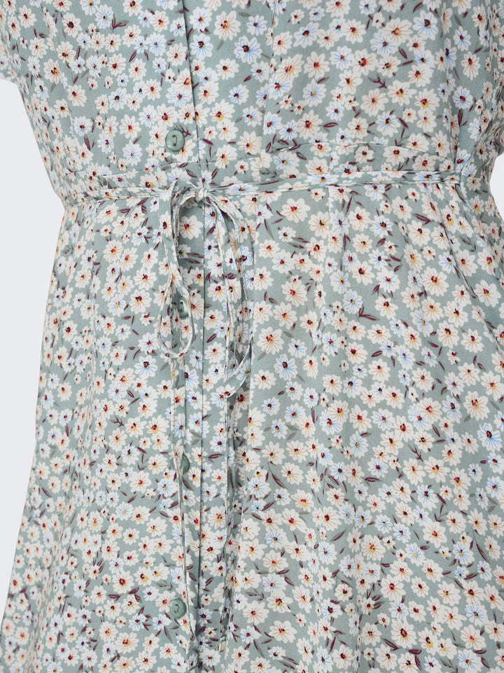 ONLEVIDA S/S SHORT DRESS WVN NOOS, Gray Mist/FLOWER 198769004 Bild 4
