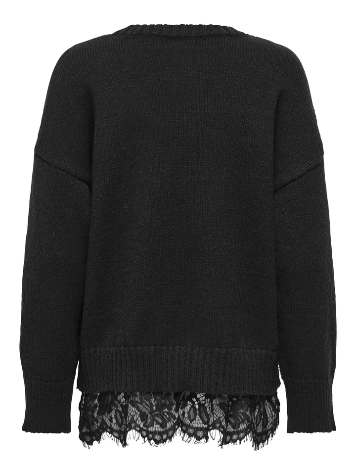 ONLEVIE LS LACE MIX O-NECK CS KNT, Black/Black Lace 177911001 Bild 3