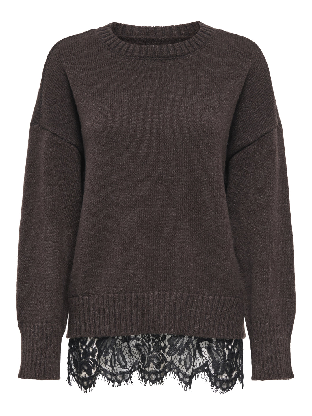 ONLEVIE LS LACE MIX O-NECK CS KNT, Coffee Bean/Black Lace 237375001 Bild 1