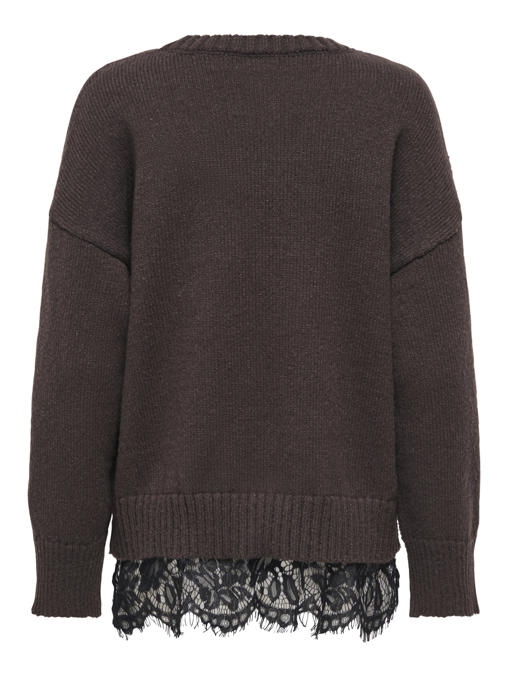 ONLEVIE LS LACE MIX O-NECK CS KNT, Coffee Bean/Black Lace 237375001 Bild 2