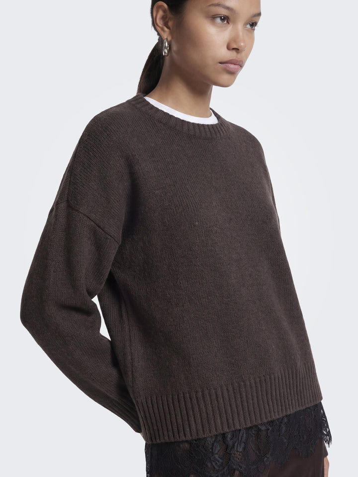 ONLEVIE LS LACE MIX O-NECK CS KNT, Coffee Bean/Black Lace 237375001 Bild 3