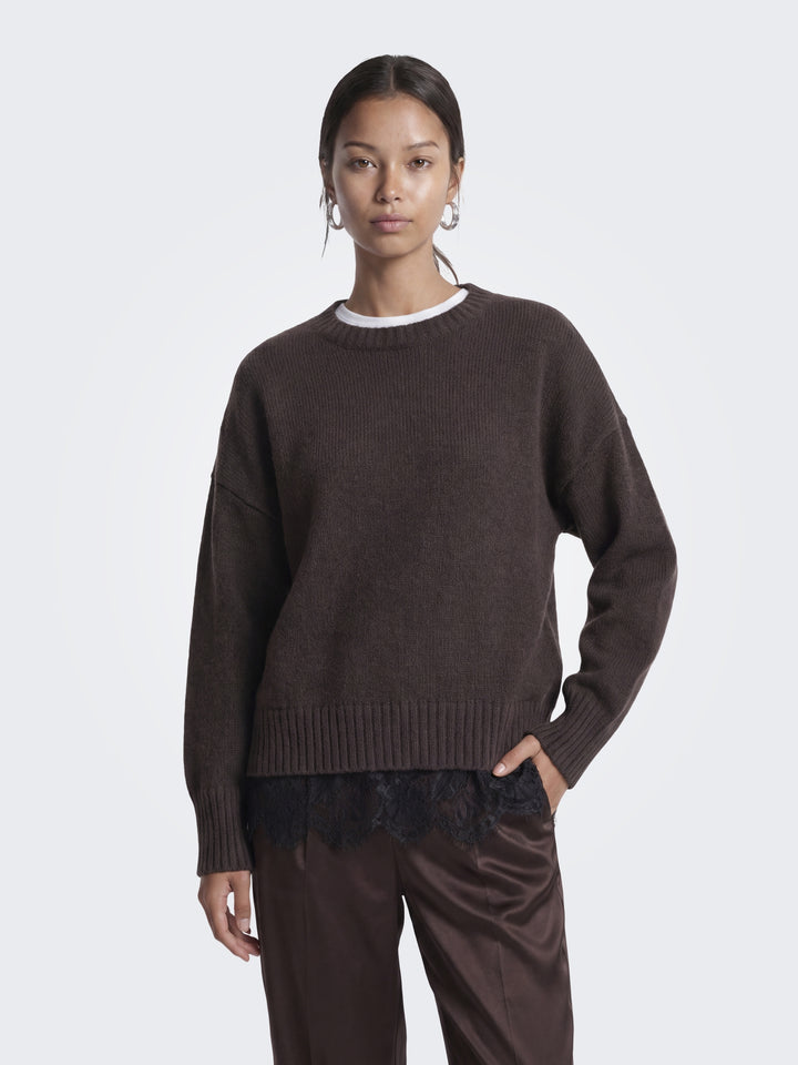 ONLEVIE LS LACE MIX O-NECK CS KNT, Coffee Bean/Black Lace 237375001 Bild 4