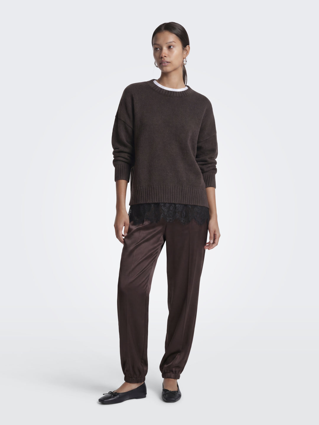 ONLEVIE LS LACE MIX O-NECK CS KNT, Coffee Bean/Black Lace 237375001 Bild 5