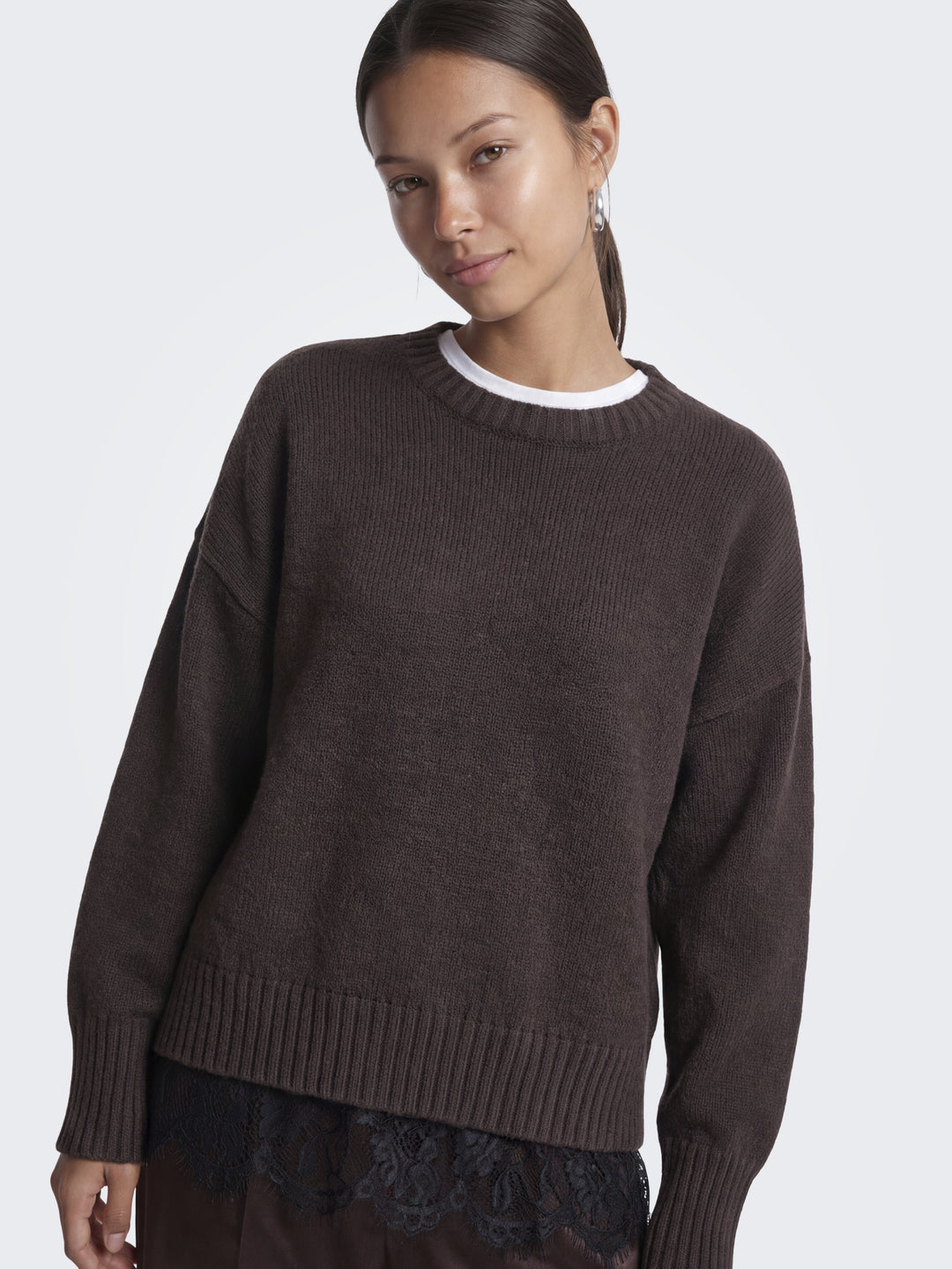 ONLEVIE LS LACE MIX O-NECK CS KNT, Coffee Bean/Black Lace 237375001 Bild 6