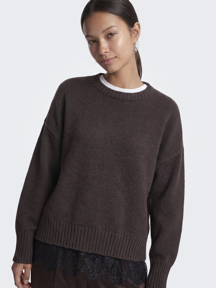 ONLEVIE LS LACE MIX O-NECK CS KNT, Coffee Bean/Black Lace 237375001 Bild 6