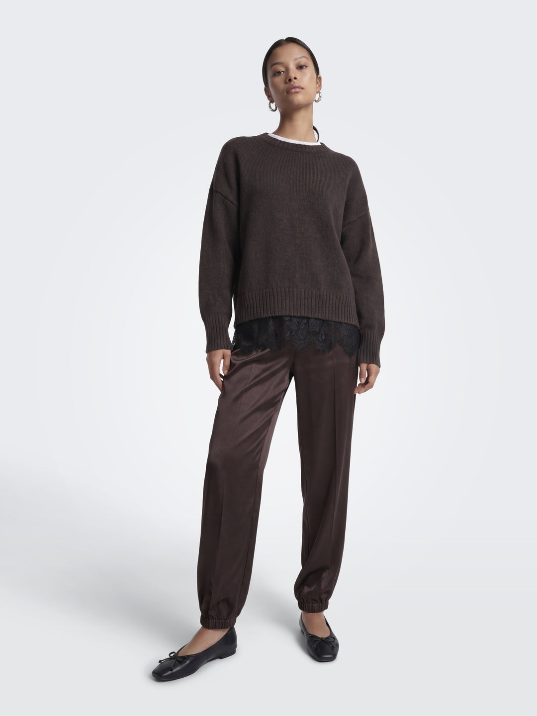 ONLEVIE LS LACE MIX O-NECK CS KNT, Coffee Bean/Black Lace 237375001 Bild 8
