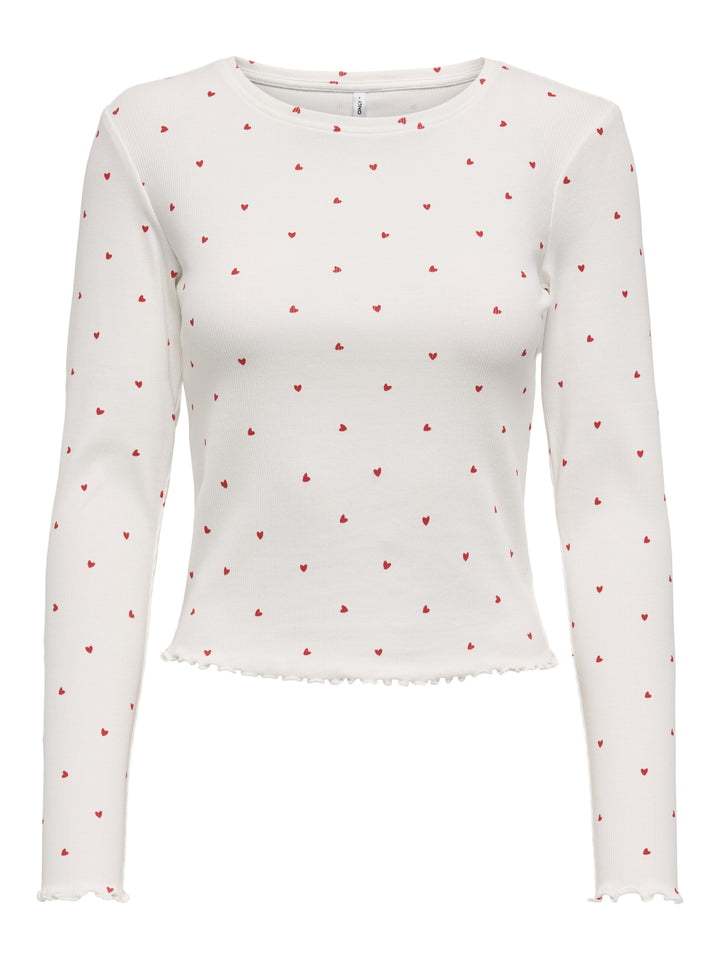 ONLFENJA L/S CROPPED AOP TOP JRS, Cloud Dancer/Little heart barbados 177922014 Bild 1