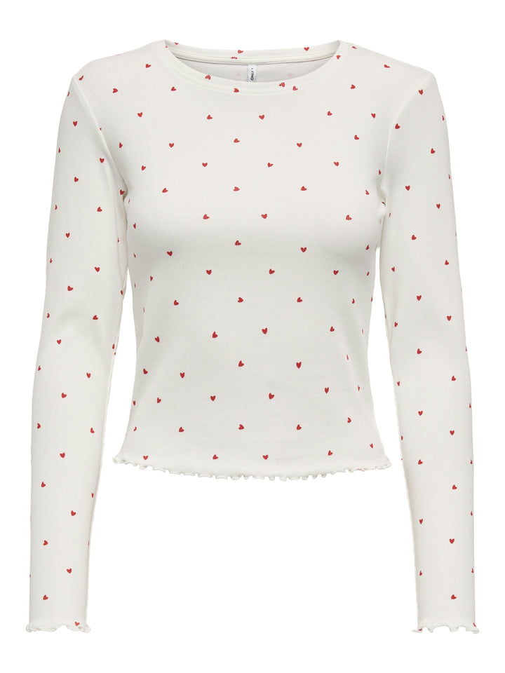 ONLFENJA L/S CROPPED AOP TOP JRS, Cloud Dancer/Little heart barbados 177922014 Bild 1