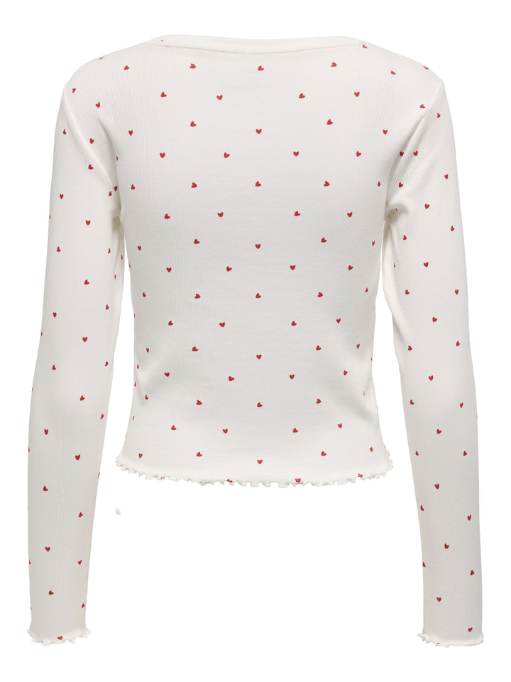 ONLFENJA L/S CROPPED AOP TOP JRS, Cloud Dancer/Little heart barbados 177922014 Bild 2
