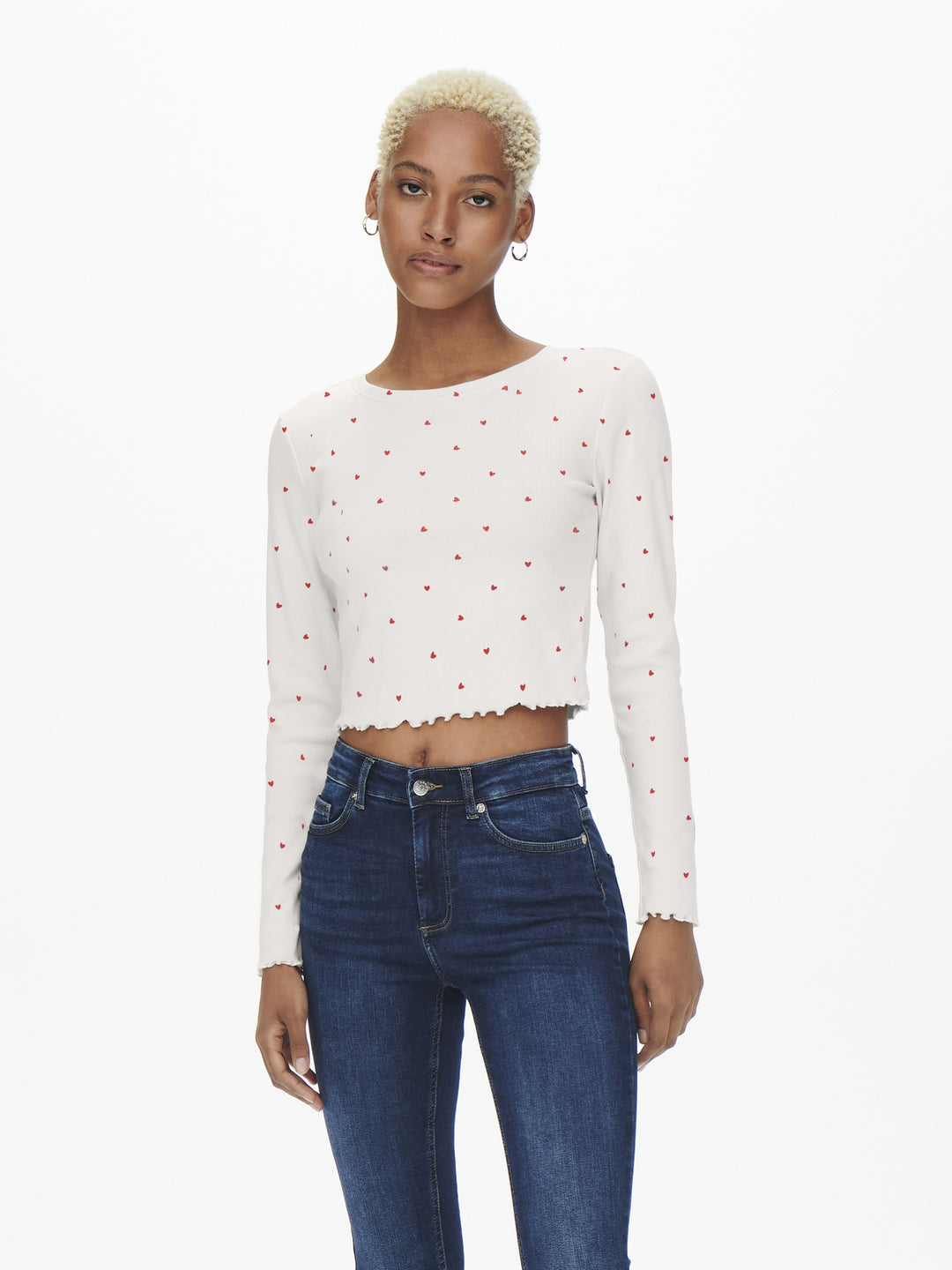 ONLFENJA L/S CROPPED AOP TOP JRS, Cloud Dancer/Little heart barbados 177922014 Bild 3