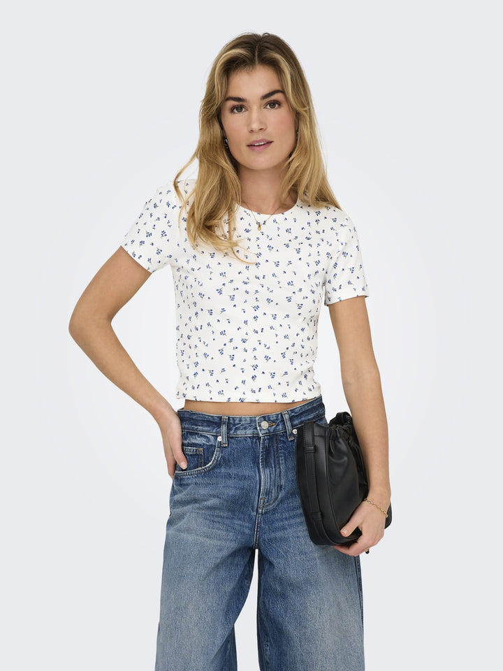 ONLFENJA S/S AOP TOP JRS NOOS, Cloud Dancer/Blue flowers 177922001 Bild 3