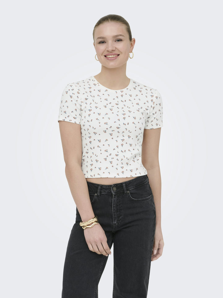 ONLFENJA S/S AOP TOP JRS NOOS, Cloud Dancer/Rose smoke flowers 177922015 Bild 4