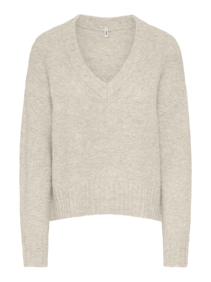 ONLFIONA LS LOOSE V-NECK KNT, Birch/Melange 180083001 Bild 1