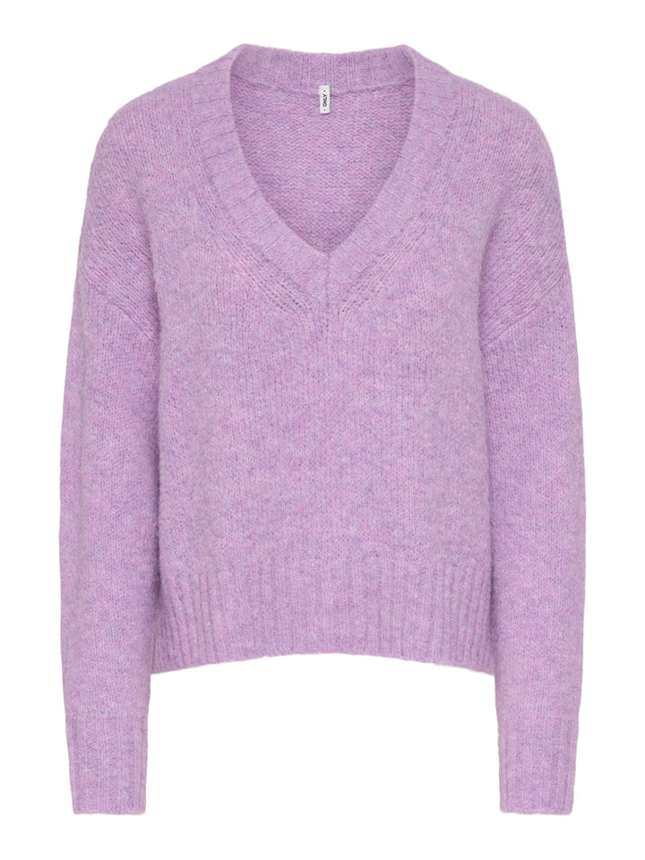 ONLFIONA LS LOOSE V-NECK KNT, Violet Tulle/Melange 279978001 Bild 1
