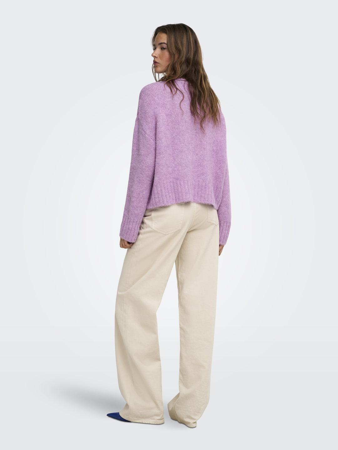 ONLFIONA LS LOOSE V-NECK KNT, Violet Tulle/Melange 279978001 Bild 6