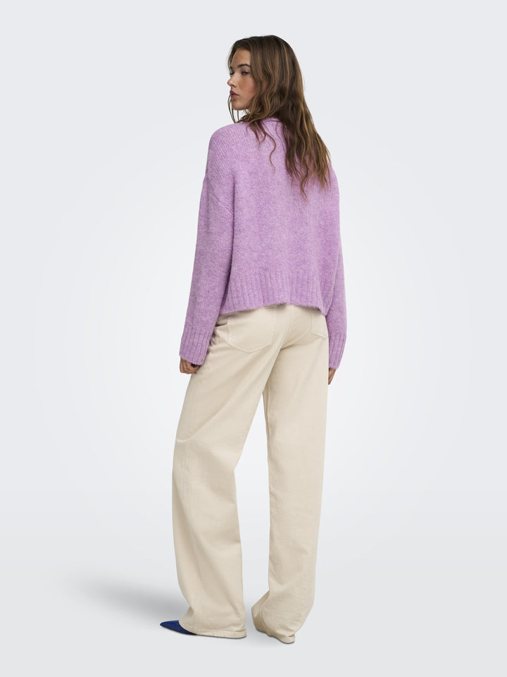 ONLFIONA LS LOOSE V-NECK KNT, Violet Tulle/Melange 279978001 Bild 6