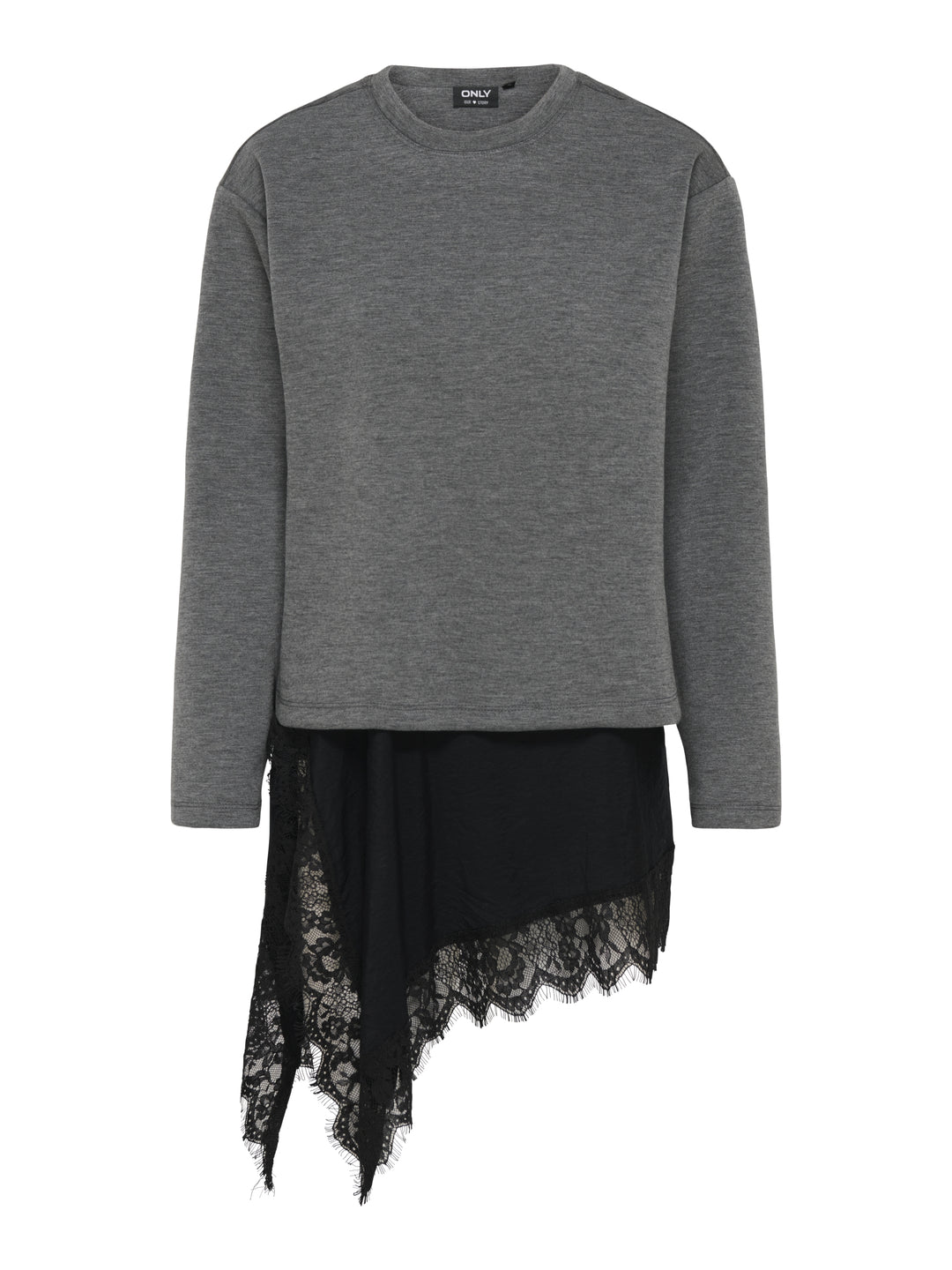 ONLFLAME L/S O-NECK LACE SKIRT SWT, Dark Grey Melange/Black lace skirt 179074001 Bild 1