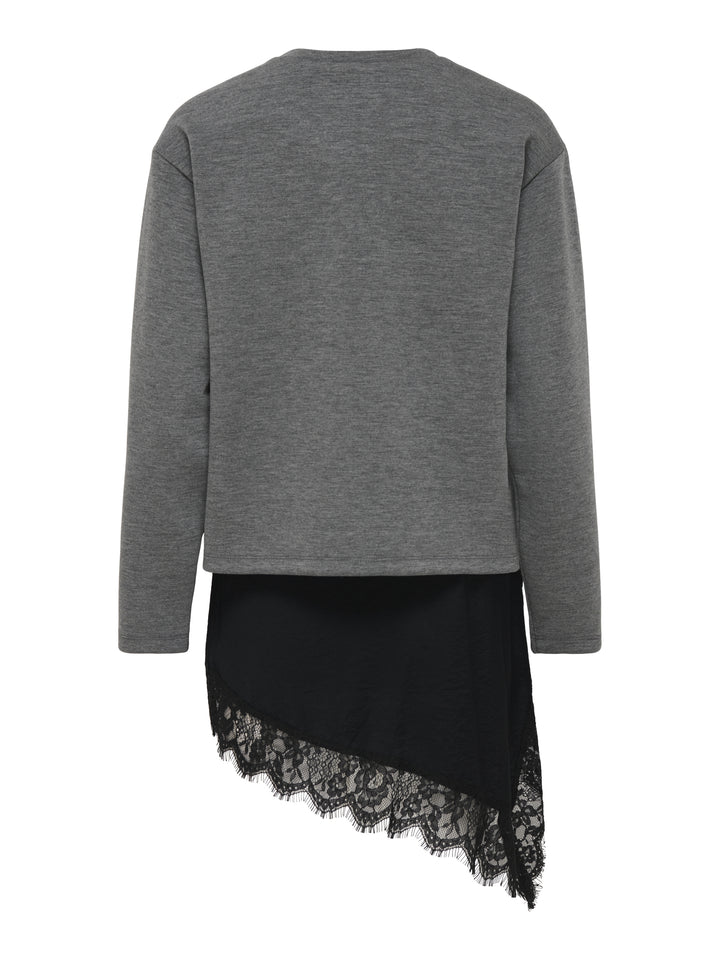 ONLFLAME L/S O-NECK LACE SKIRT SWT, Dark Grey Melange/Black lace skirt 179074001 Bild 2
