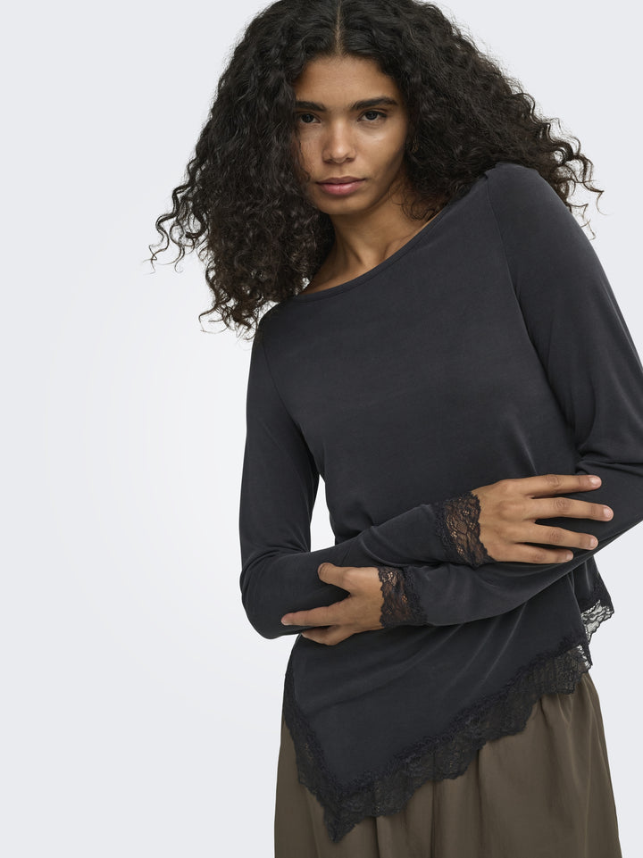 ONLFREE L/S LACE TOP JRS, Black/Black lace 177911001 Bild 7