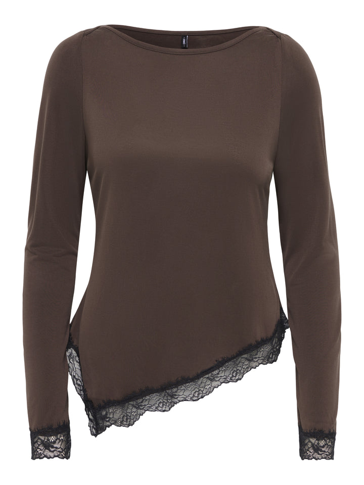 ONLFREE L/S LACE TOP JRS, Coffee Bean/Black lace 237375001 Bild 1