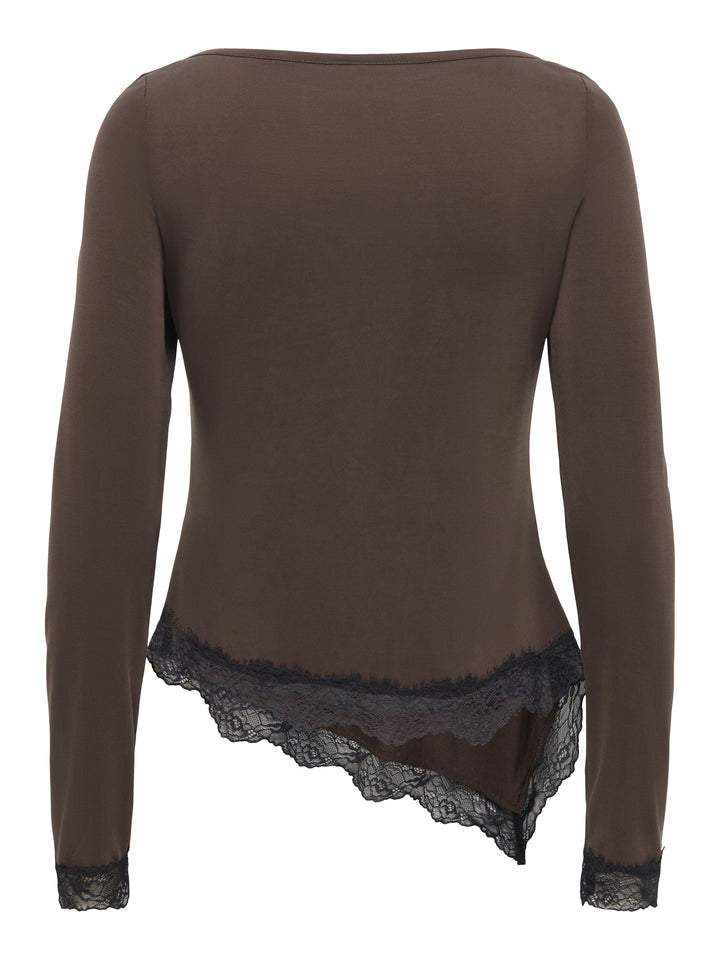 ONLFREE L/S LACE TOP JRS, Coffee Bean/Black lace 237375001 Bild 2