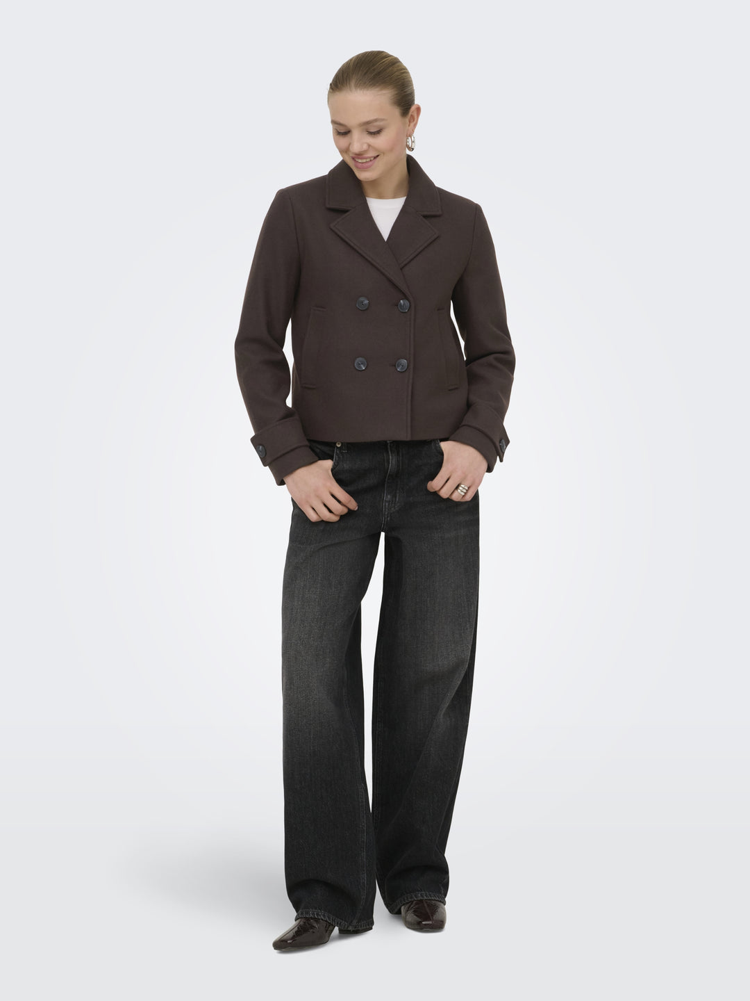 ONLFREJA SHORT DB JACKET OTW NOOS, Hot Fudge/MELANGE 282716001 Bild 6