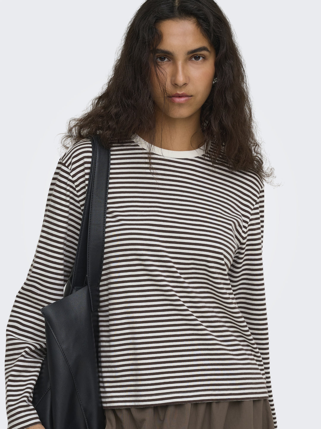 ONLFREJA STRIPE L/S WIDE SLEEVE JRS, Coffee Bean/Cloud dancer (mel) 237375002 Bild 3