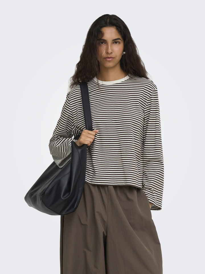 ONLFREJA STRIPE L/S WIDE SLEEVE JRS, Coffee Bean/Cloud dancer (mel) 237375002 Bild 4