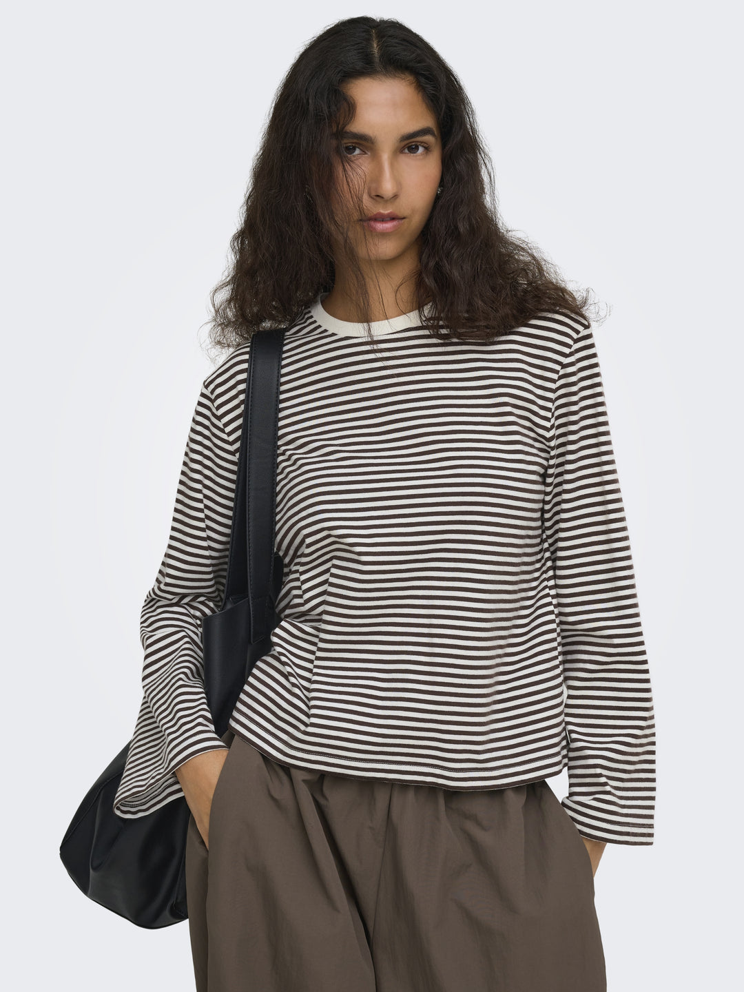 ONLFREJA STRIPE L/S WIDE SLEEVE JRS, Coffee Bean/Cloud dancer (mel) 237375002 Bild 5