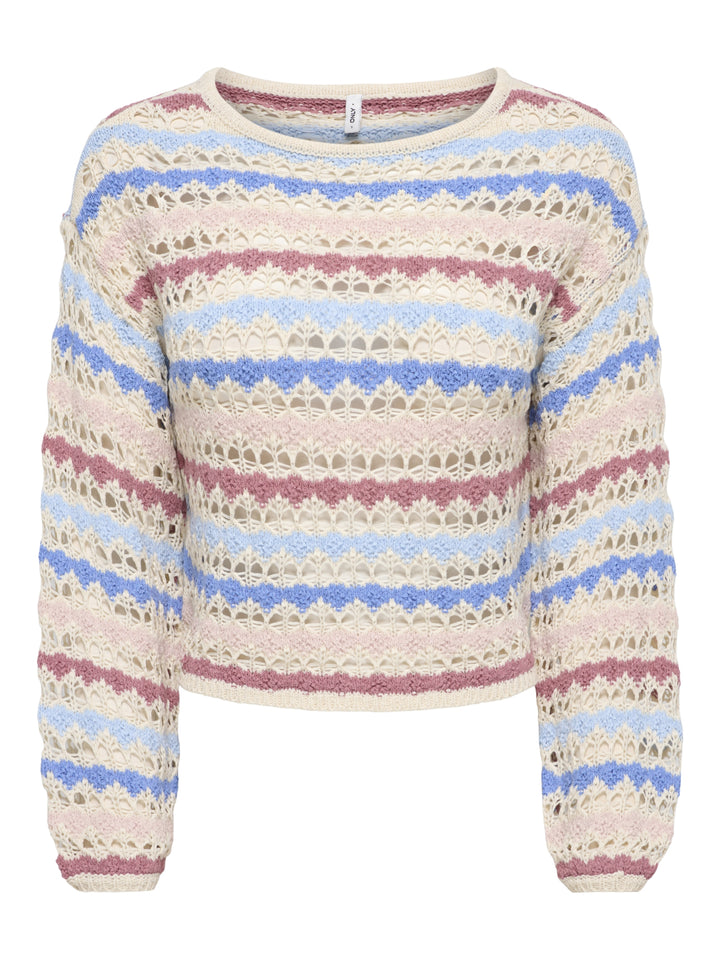 ONLGEENA LS O-NECK PATTERN LOOSE CC, Birch/Dusty R/Serpia R/Cornflower B 180083001 Bild 1