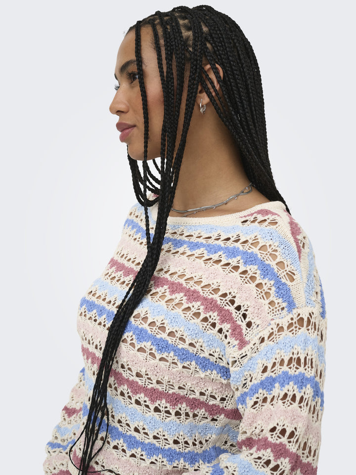 ONLGEENA LS O-NECK PATTERN LOOSE CC, Birch/Dusty R/Serpia R/Cornflower B 180083001 Bild 3