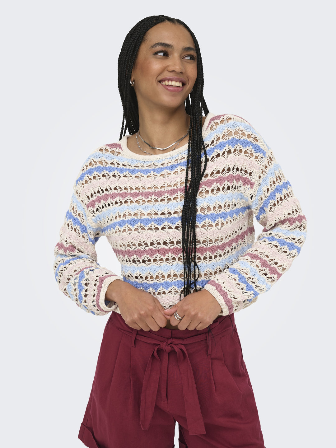 ONLGEENA LS O-NECK PATTERN LOOSE CC, Birch/Dusty R/Serpia R/Cornflower B 180083001 Bild 6